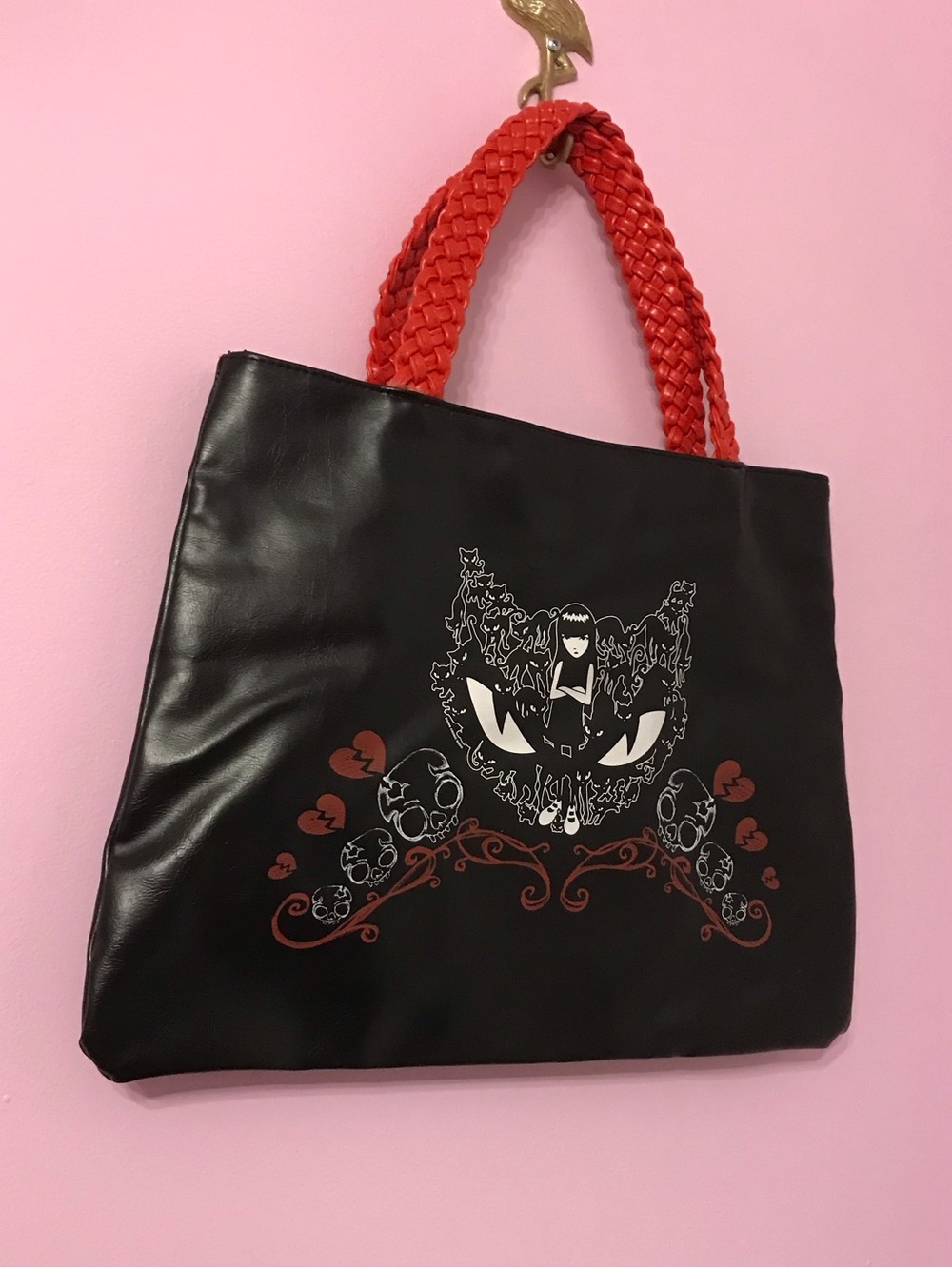 rare Emily The Strange Sabbath Black Cat And Skulls Tote Bag 2008 Vintage Y2K